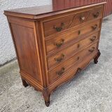 4 drawer chest of drawers in walnut with red marble top from the 19th century