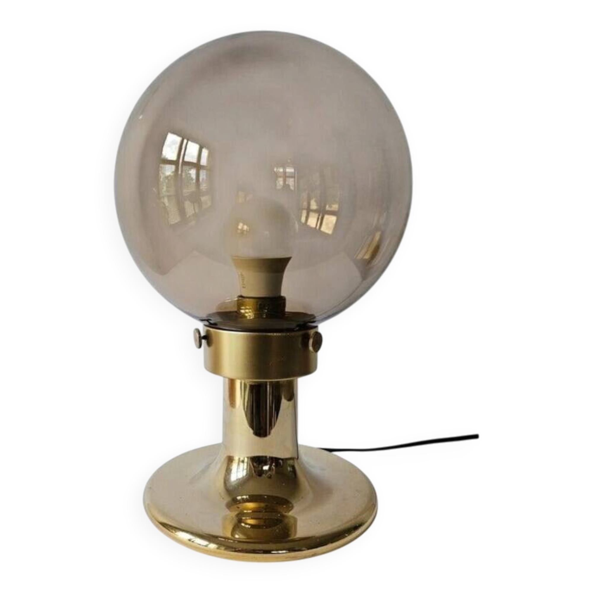 Very Rare Midcentury Large Table Brass Lamp, Switzerland, 1970s