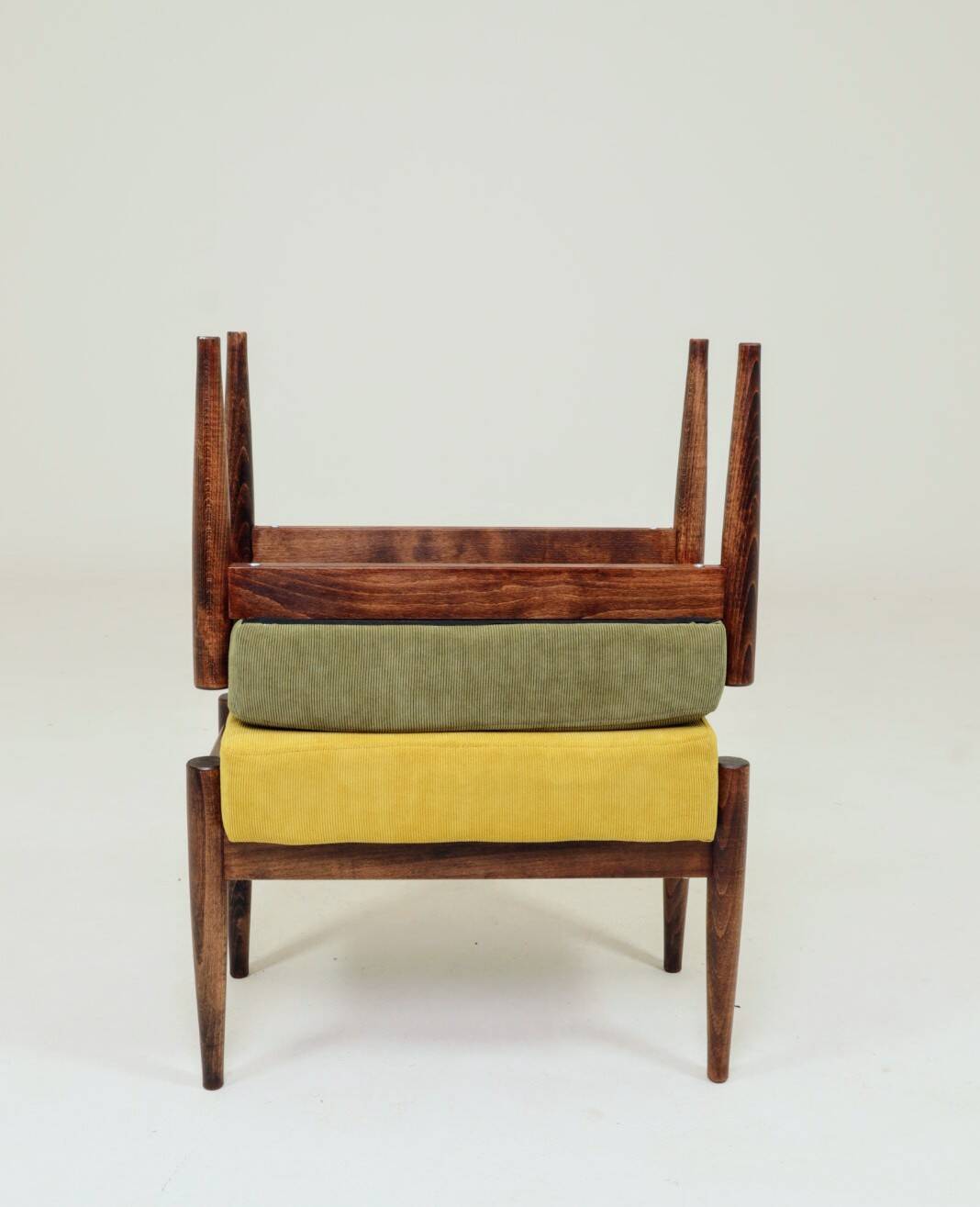 Scandinavian green/yellow corduroy stool Set of 2