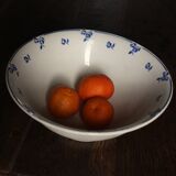 Blue salad bowl with Digoin Art Deco flowers