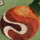 Vintage round rug from the 70s, Desso print carpet, Netherlands.