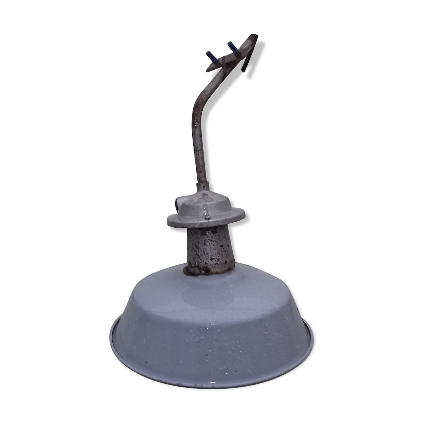 Industrial lamp in gray enameled Tole