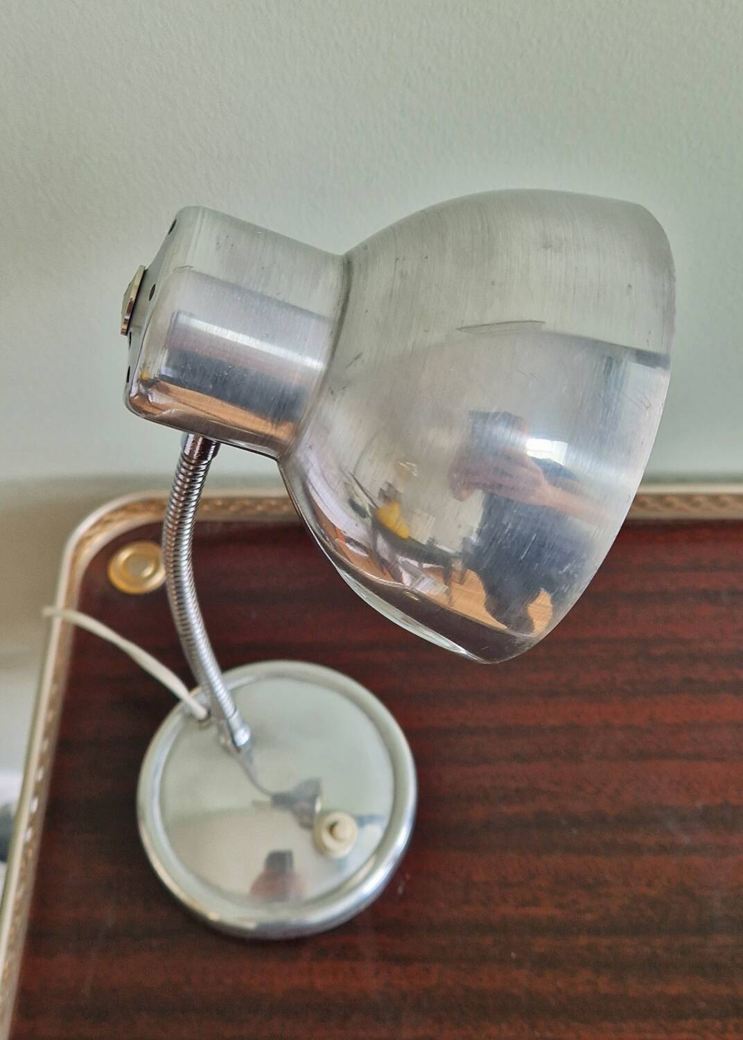 Polished aluminum desk lamp from the 1950s
