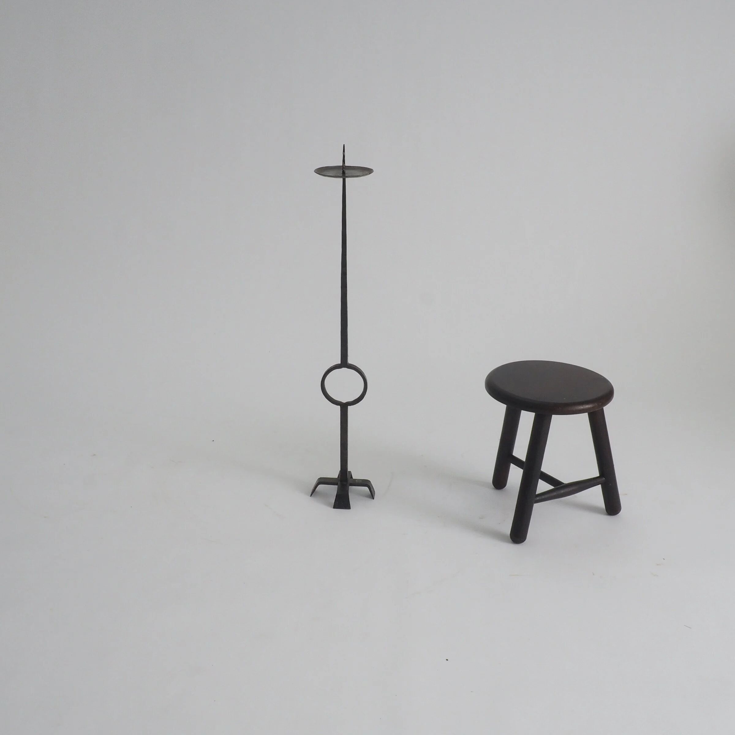 Wrought iron standing candle stick holder