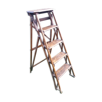 Old renovated folding painter stepladder