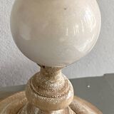 Wood and marble lamp, new 2M fabric cable, cotton lampshade