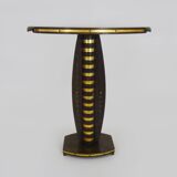 Art Deco style side table in beech and gilded metal. 1960s