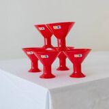Six Red Glass Joy by Leonardo Drinking Glasses - Postmodern Memphis Style, 1980s Italian Vintage Glassware