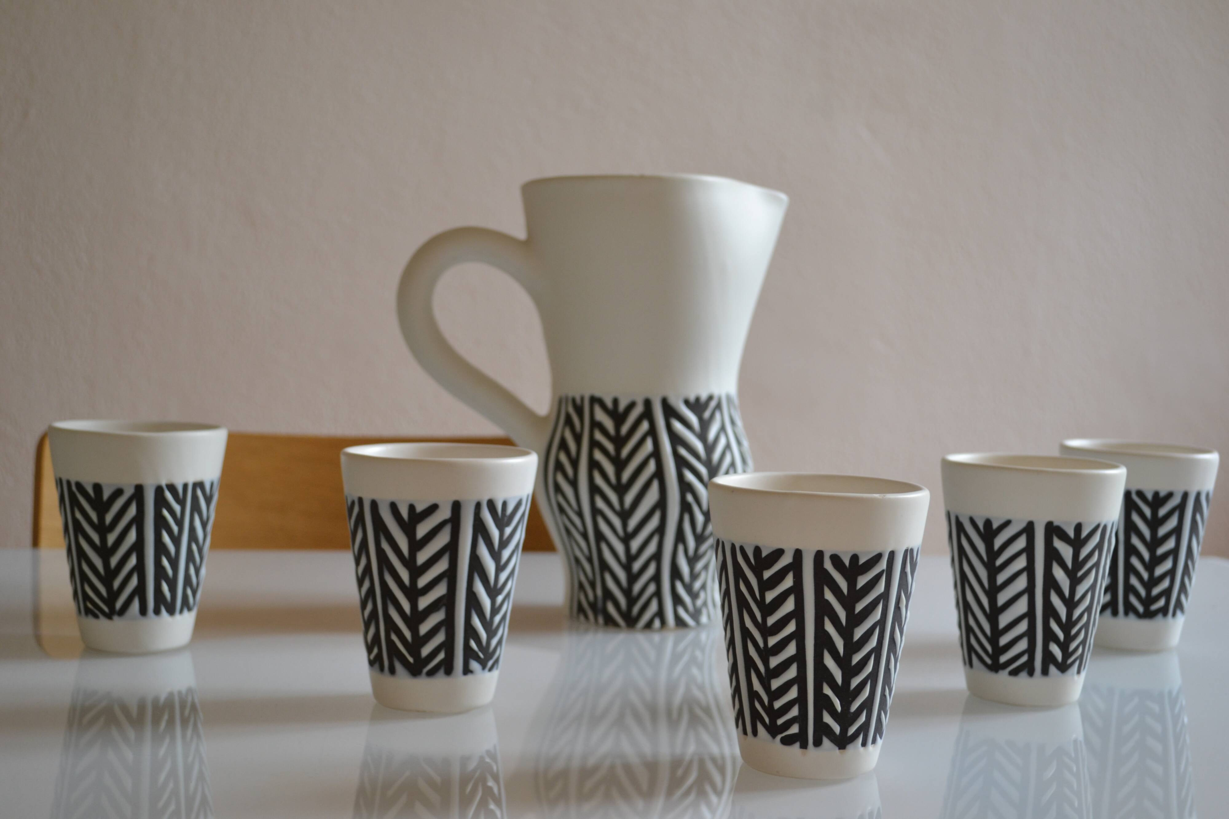 Roger Capron (1922 2006) orangeade service in enamelled tin earthenware