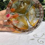 Magnificent Vintage Bohemian Ashtray in Cut Crystal of Yellow Orange