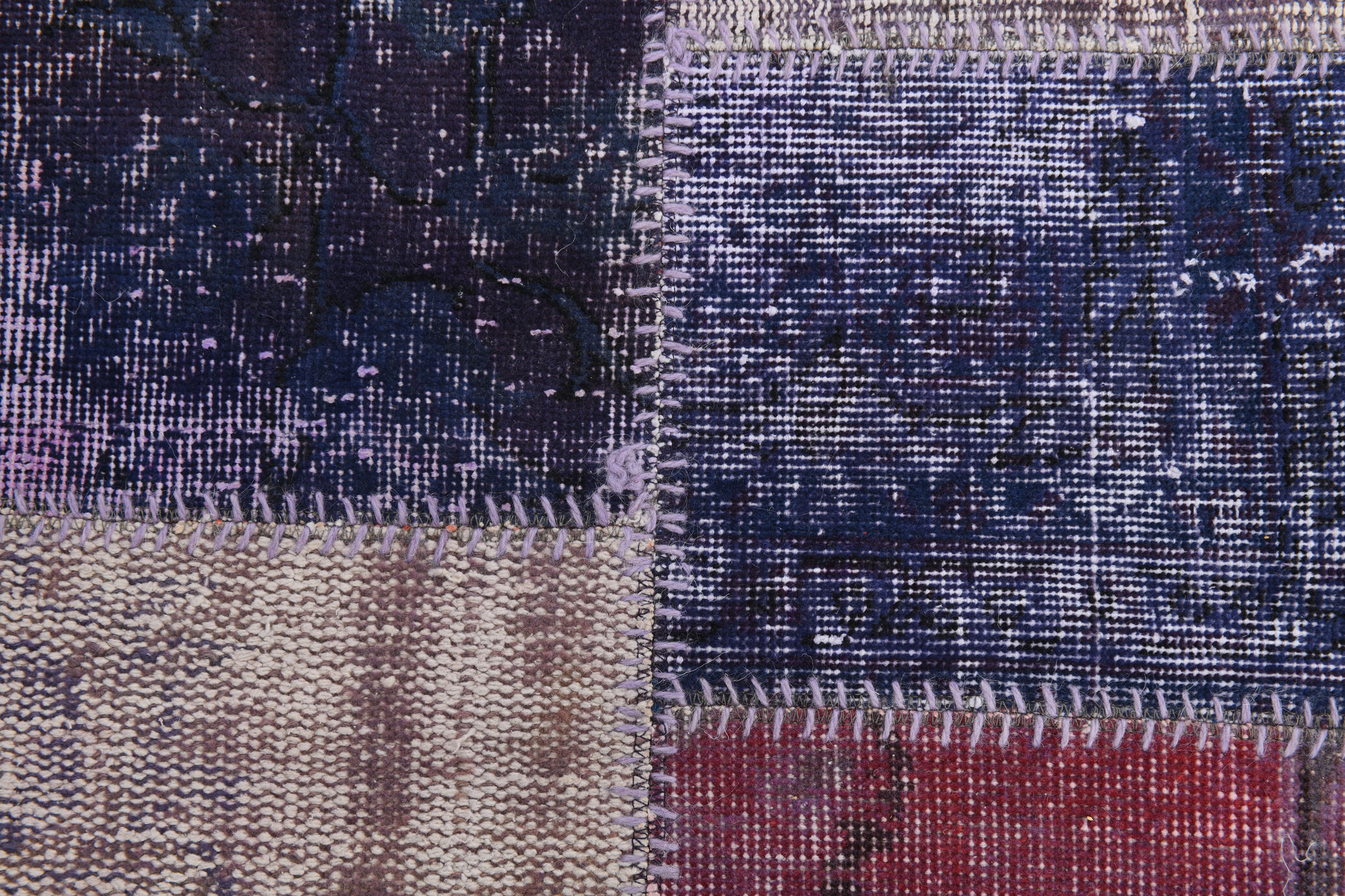 Purple tones vintage patchwork rug 304x215cm