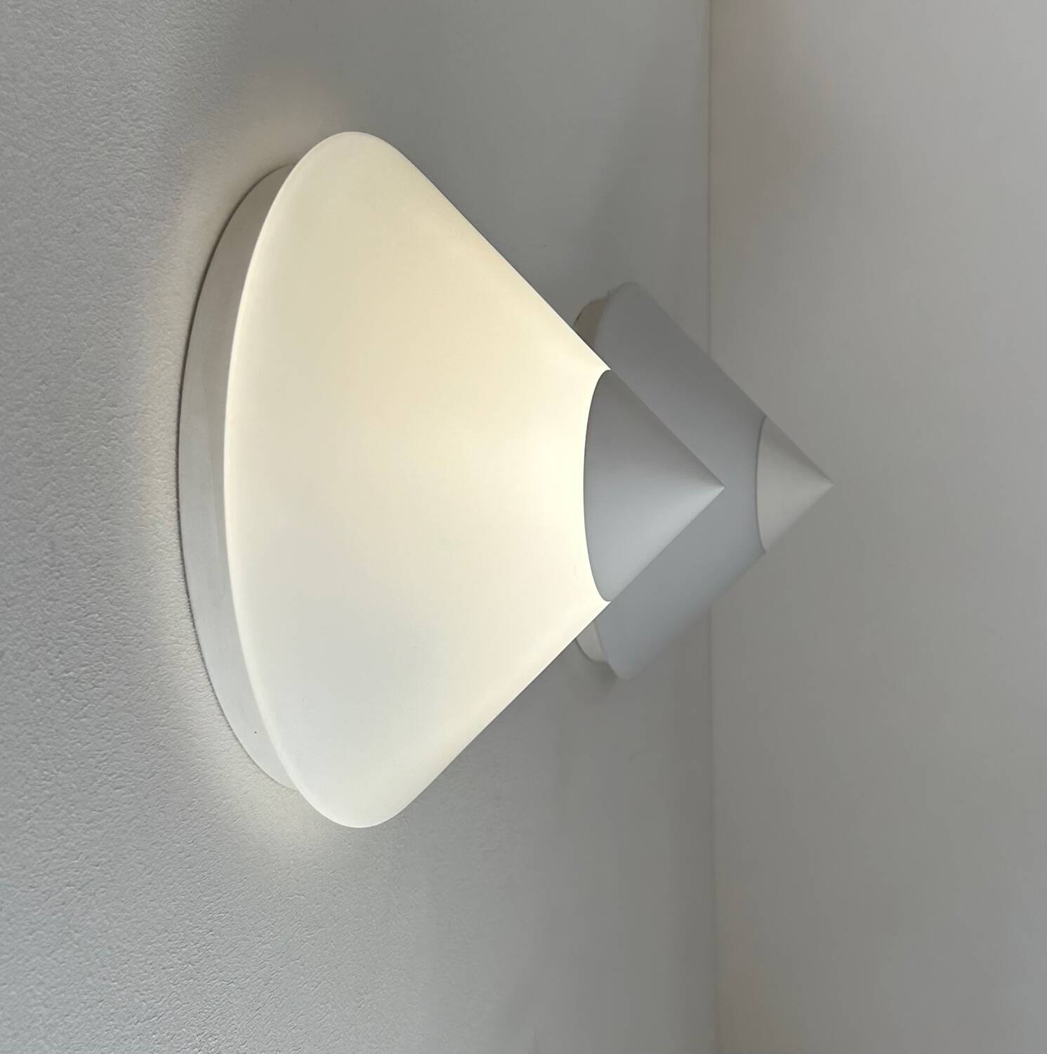 Pair of vintage Limburg wall lights, metal and opaline, Germany 1970