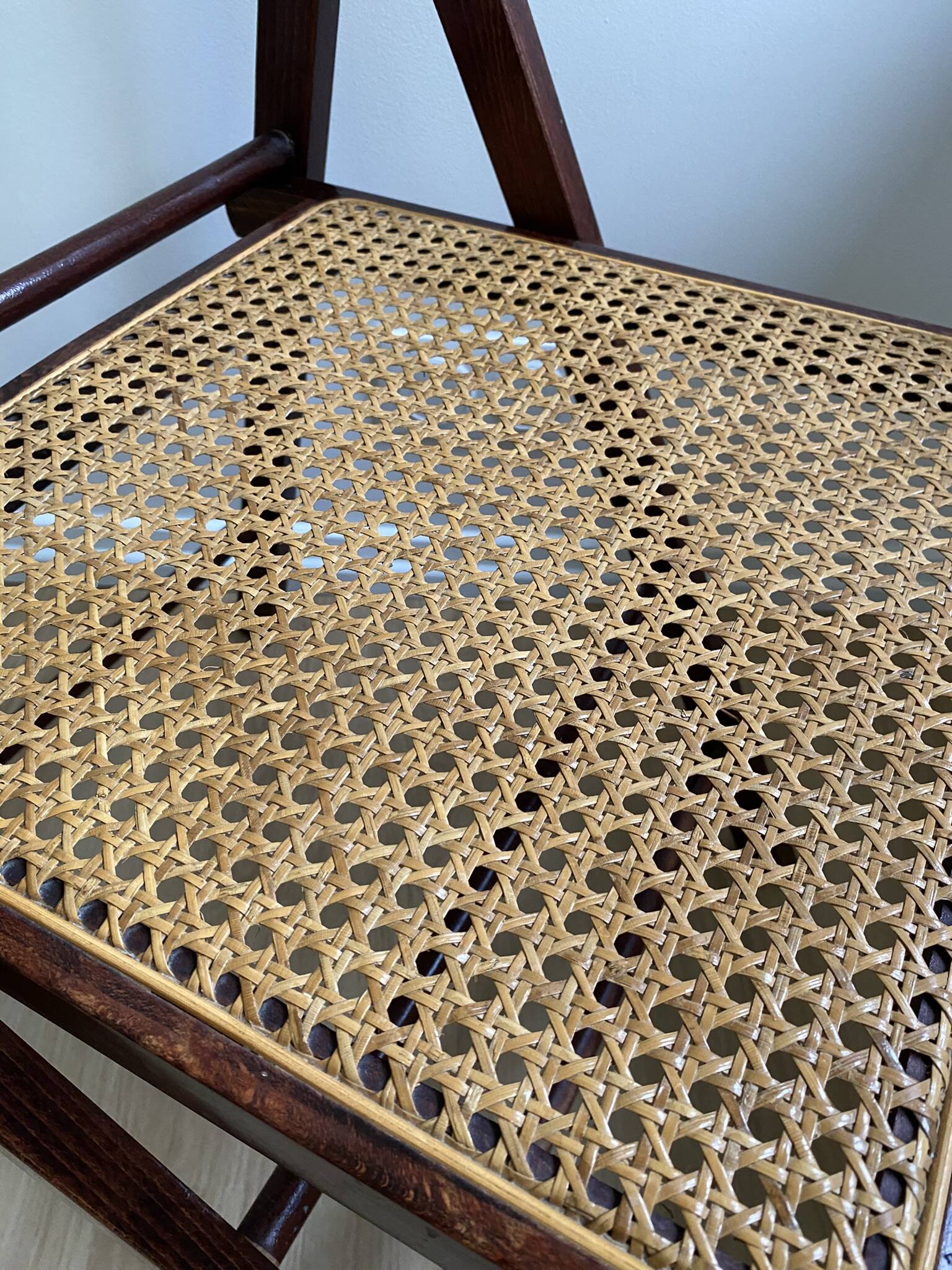 Folding chair occasional chair vintage wooden office chair with cane seat