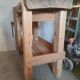 Old homemade vintage solid wood workbench with press and drawer