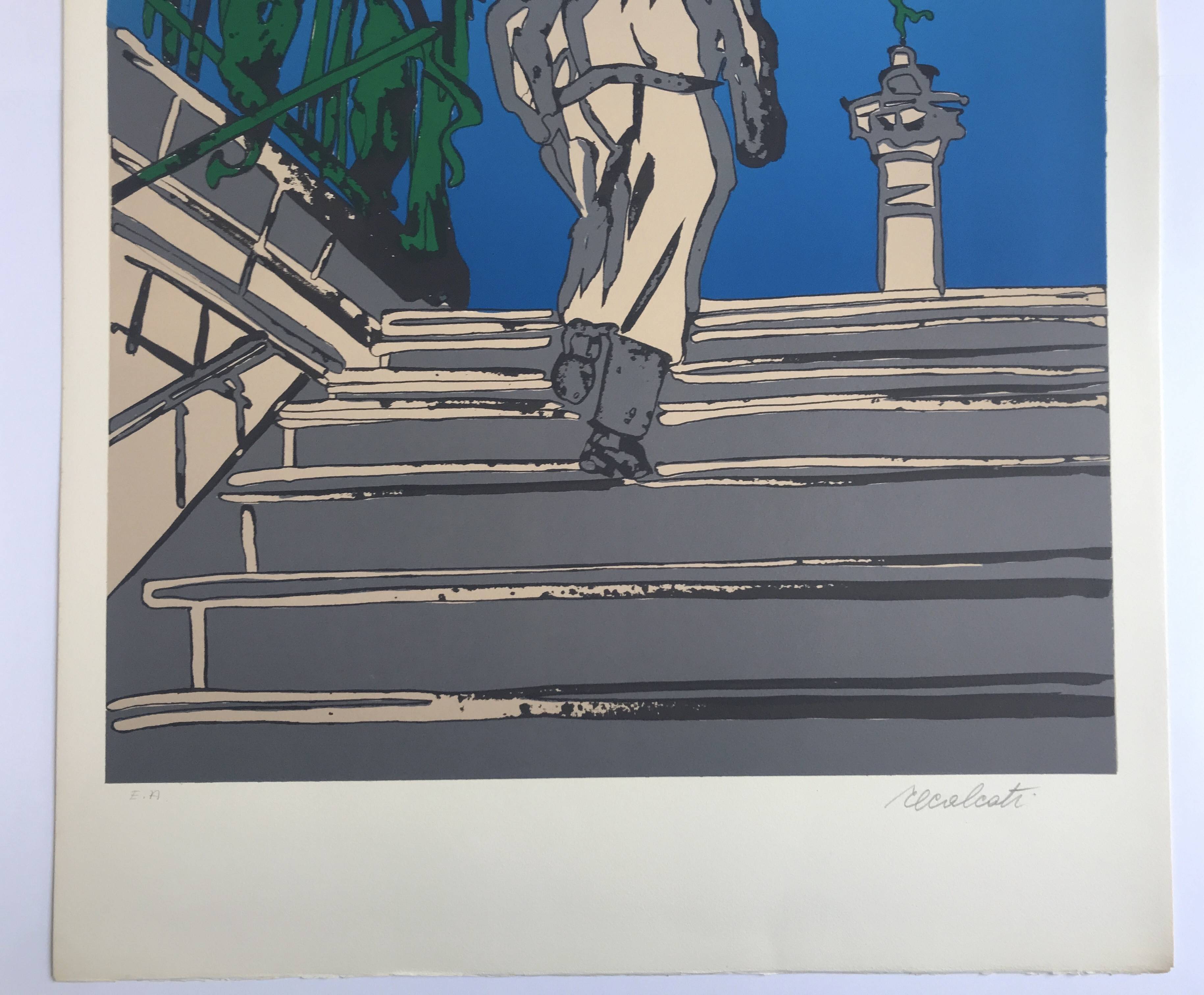 Antonio recalcati, untitled, 1974. original screenprint signed in pencil