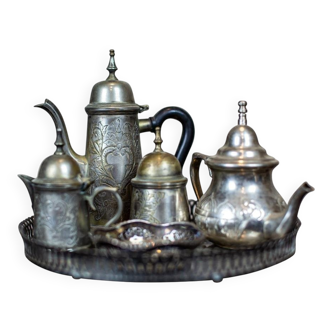Silver-Plated Coffee Set with Tray, 1920s, Set of 6