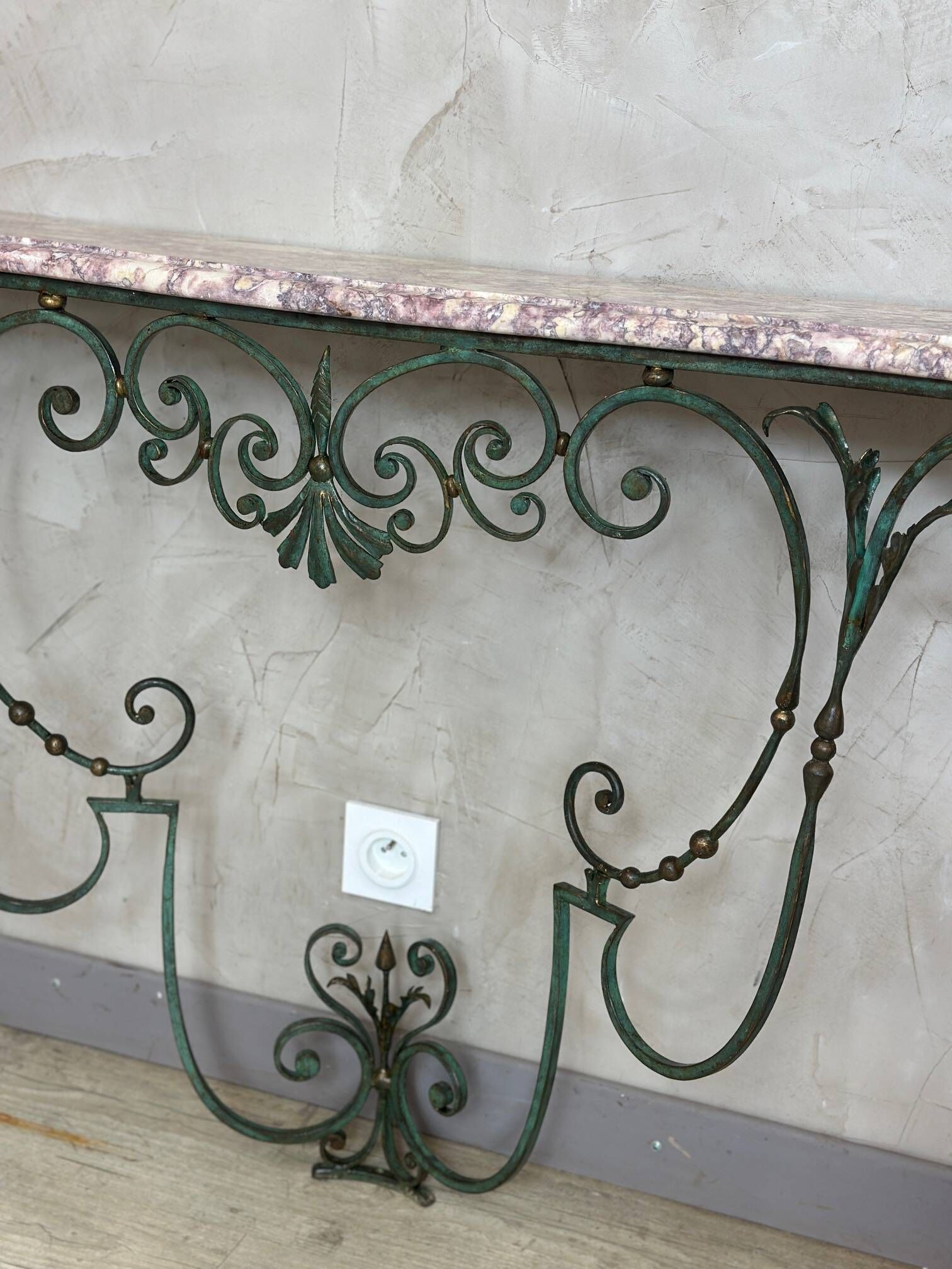 Console en fer forgé et marbre