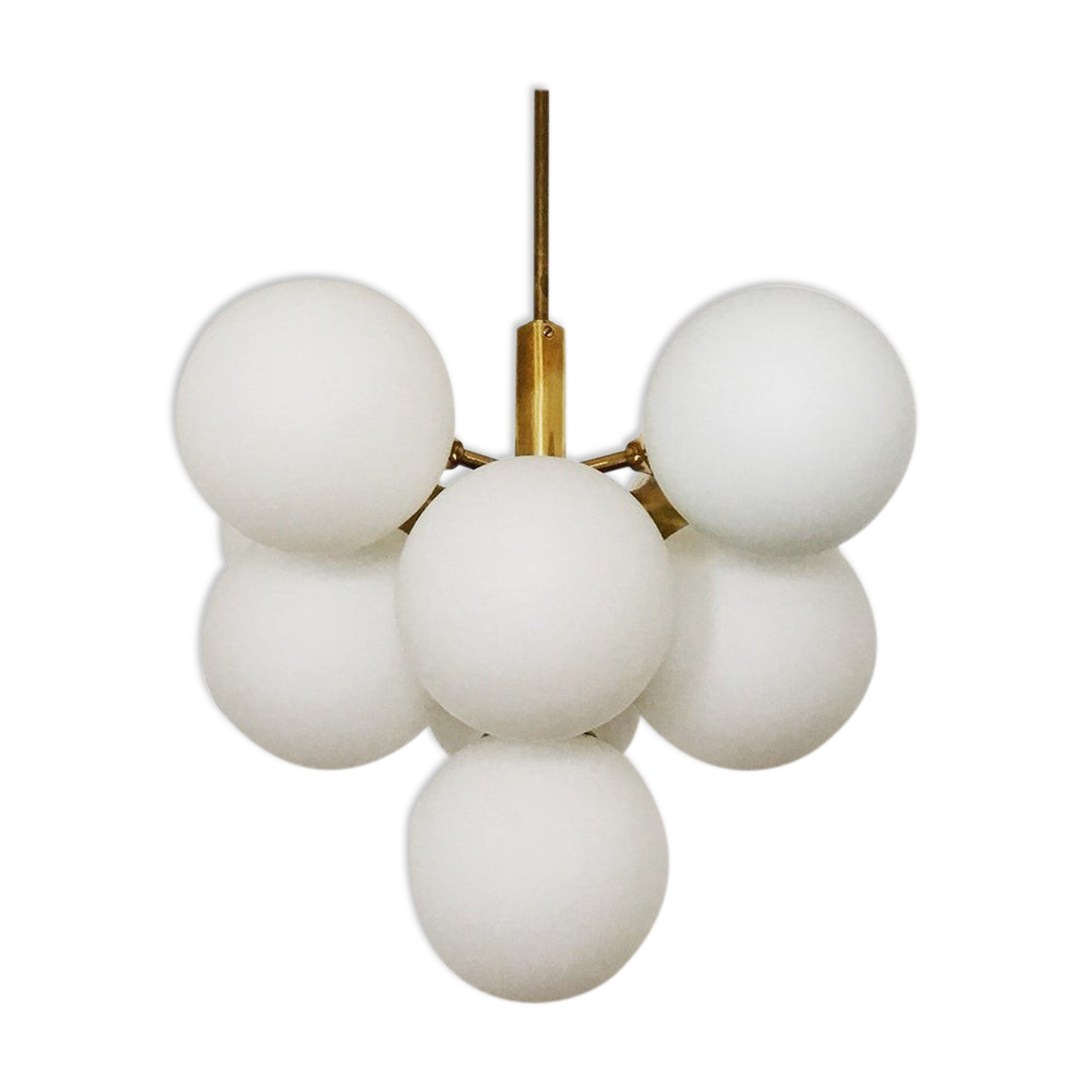 Brass and opaline glass Sputnik chandelier by Kaiser Leuchten