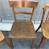 4 mismatched bistro chairs curved wood