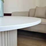 table basse ronde cannelée beige clair Ø 80 cm