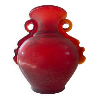 Vintage Murano “Scavo” glass paste ear vase