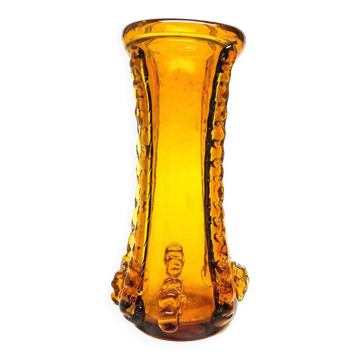 Postmodern vase, orange glass, Poland, 1970s