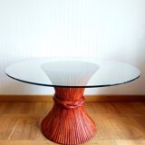 Maugrion Roche Bobois prestige rattan table 1980