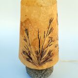 Granite lamp with triskell grave lampshade resin inclusion flowers 1960