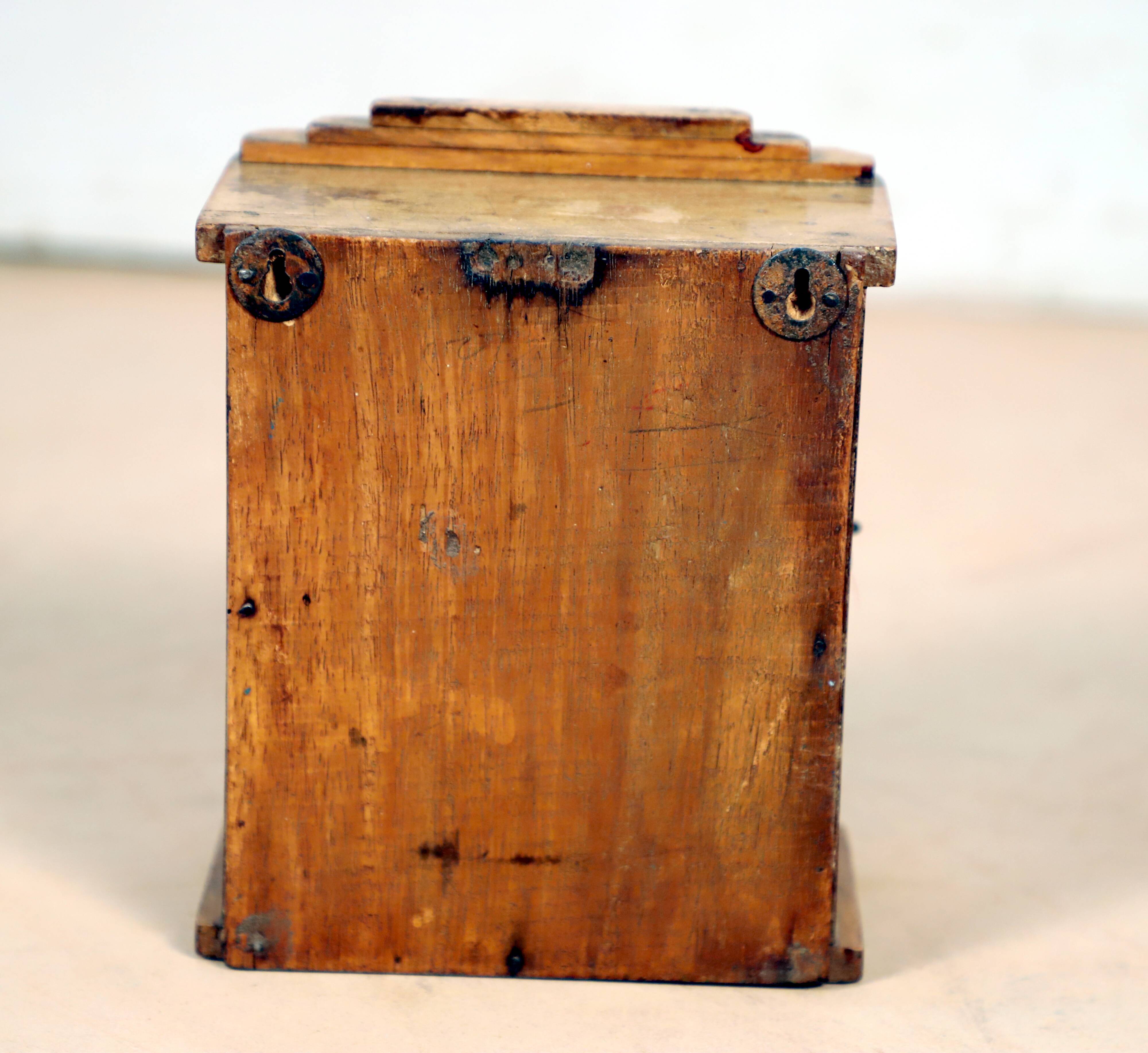 Wall display case - old burmese teak clock box