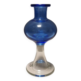Vase with trumpet-shaped foot, in translucent and blue glass, model Lagune, 1974.