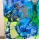 Abstract flowers, modern canvas signed by Myriam Guenaizia.