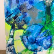 Abstract flowers, modern canvas signed by Myriam Guenaizia.