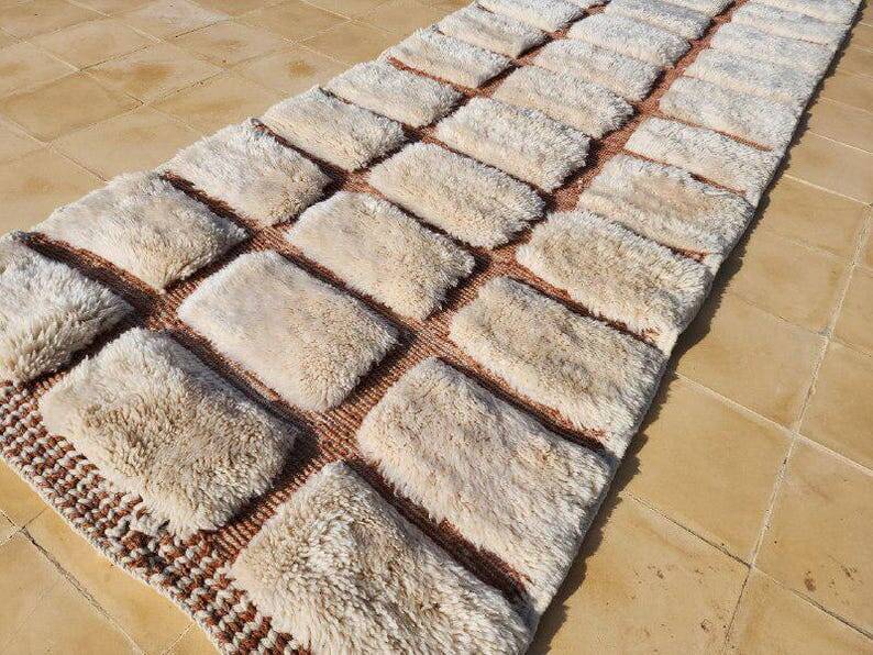 Handmade wool hallway rug, size 75 x 300 cm