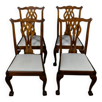 Suite of 4 Chippendale Mahogany Chairs, England – Late 19th Century