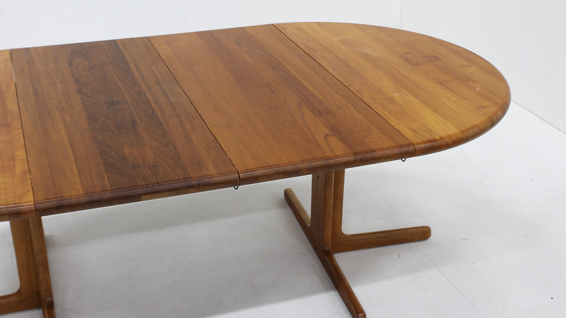 Vintage Danish round extendable dining table solid teak 1960s