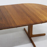 Vintage Danish round extendable dining table solid teak 1960s