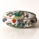 Oval porcelain jewellery box with multicoloured vintage floral decoration - 20th century