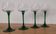 Set of 4 old Alsatian green stemmed wine glasses with vine decor engraved crystal arc