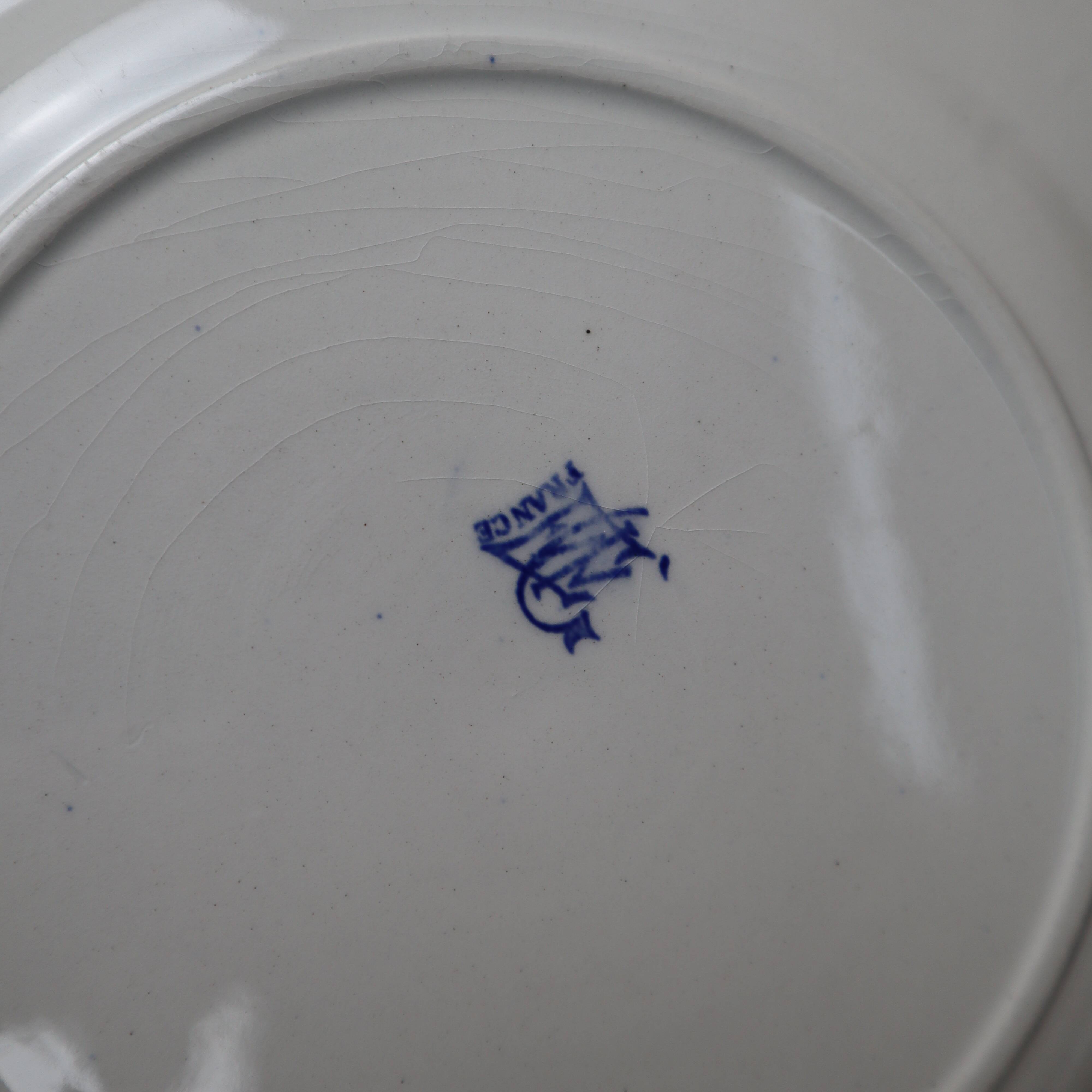 5 large dessert plates in old Gien earthenware