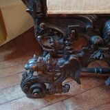 Paire de fauteuils d'apparat 19e en bois sculpté style néo-renaissance