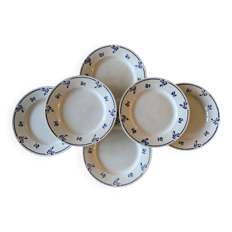 6 antique flat plates in Sarreguemines earthenware