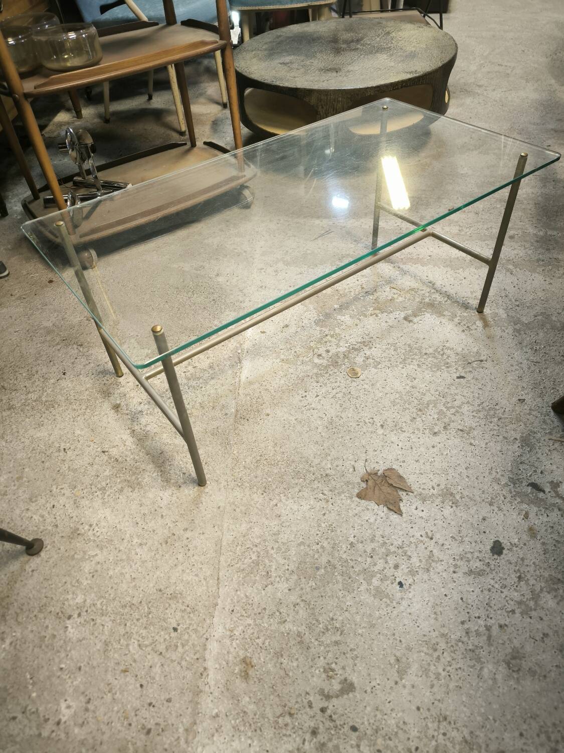 Steel and glass coffee table, circa 1950/60