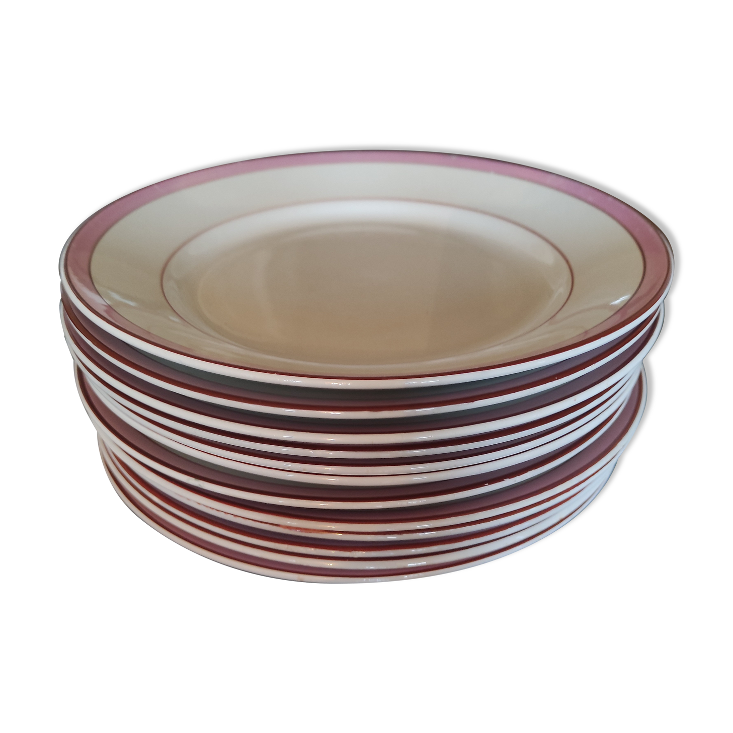 12 pink flat plates by KG Lunéville