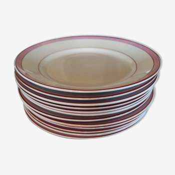 12 pink flat plates by KG Lunéville