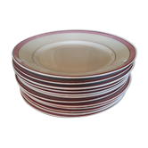 12 pink flat plates by KG Lunéville