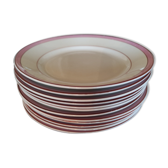 12 assiettes plates roses par KG Lunéville