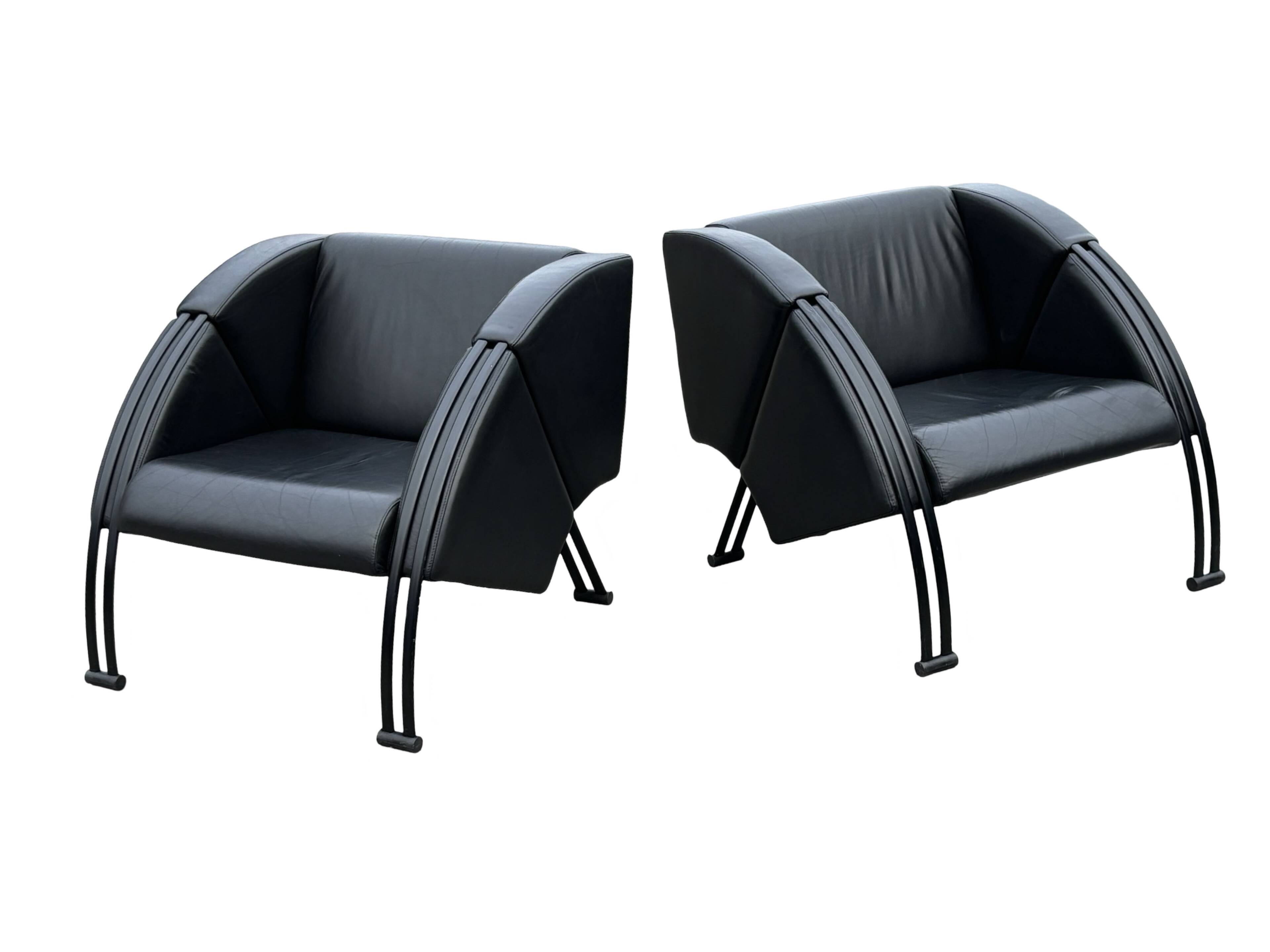 Vintage set of two Young International easy chairs  Post Modern design
