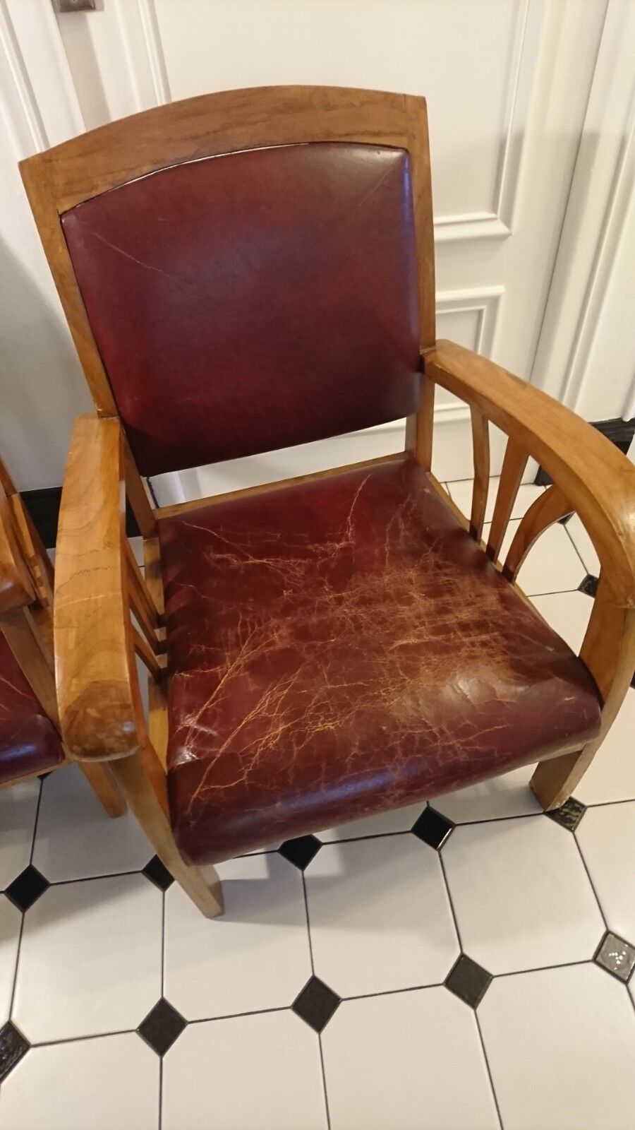 Lot of 2 wooden colonial-style armchairs