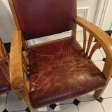 Lot of 2 wooden colonial-style armchairs