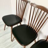 Lot de 4 chaises bistrot vintage Baumann Menuet – hêtre massif
